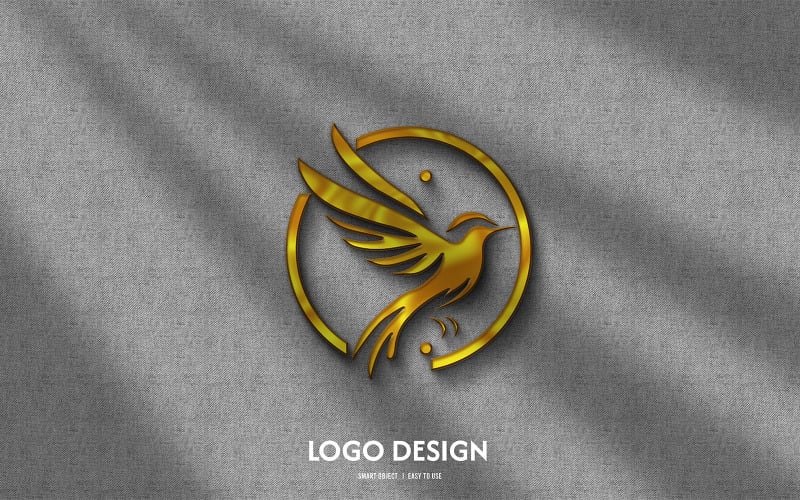 Fågel Logotyp Golden Design Mall