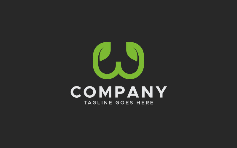 Modèle de conception de logo minimal de feuille de lettre W
