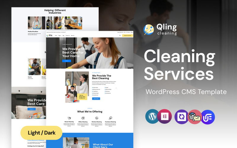 Qling - Tema WordPress Elementor de serviços de limpeza