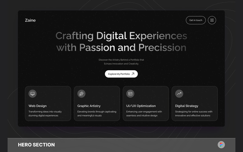 Zaine - Personal Portfolio Hero Section Figma Template