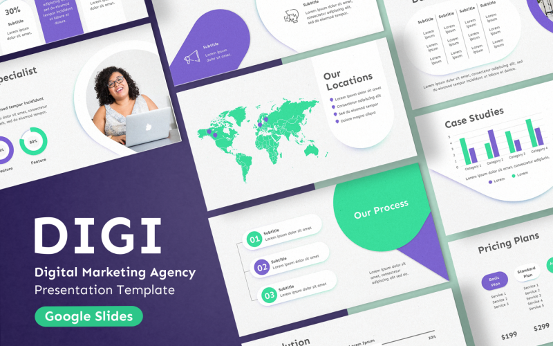 Digi — szablon prezentacji Prezentacji Google w zakresie marketingu cyfrowego