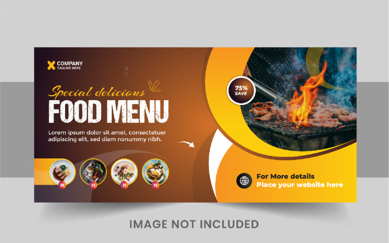 Food Web Banner sablon vagy Food közösségi média borító elrendezése