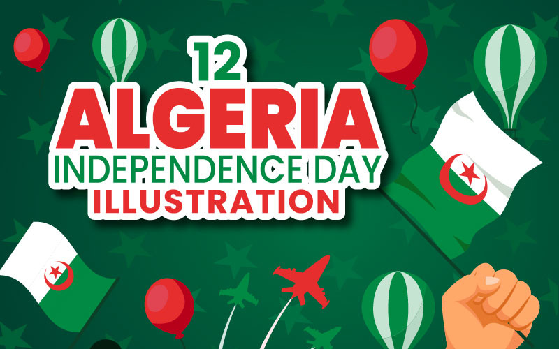 12 Illustrazione vettoriale del giorno dell'indipendenza dell'Algeria