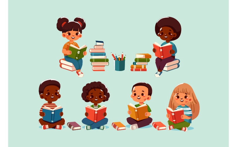 Ilustração dos elementos do Dia Internacional do Livro Infantil