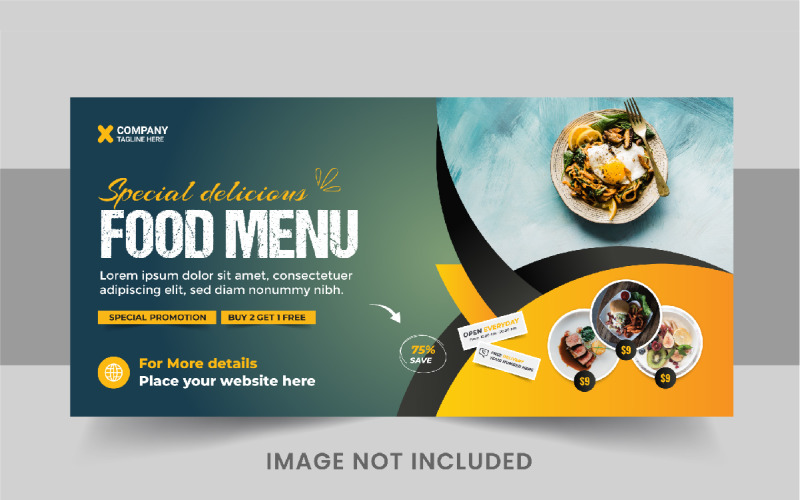 Szablon banera internetowego dotyczącego żywności lub układ okładki mediów społecznościowych dotyczących żywności