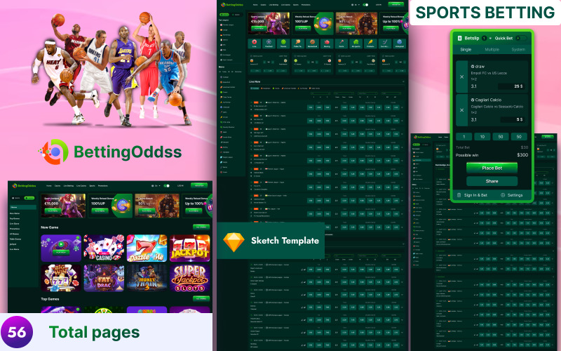 BettingOddss - 体育博彩和赌场草图模板