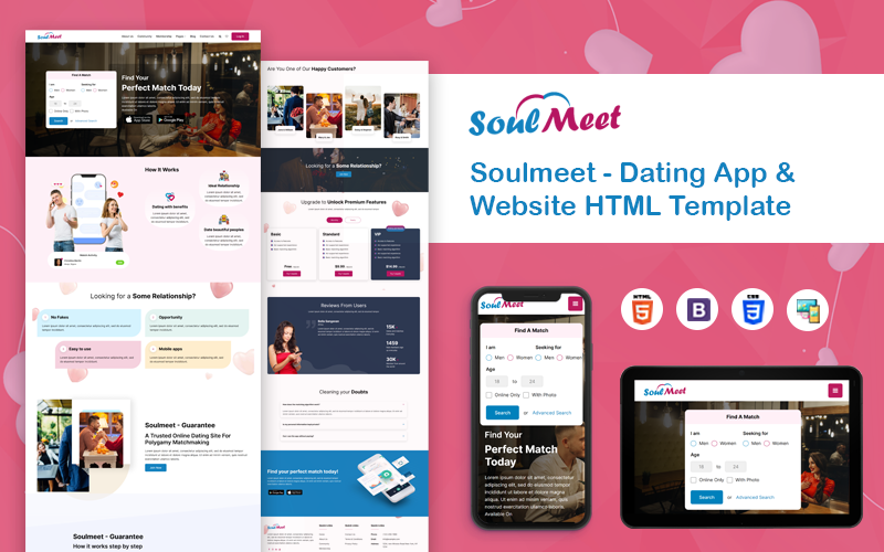 Dating-app en website HTML-sjabloon