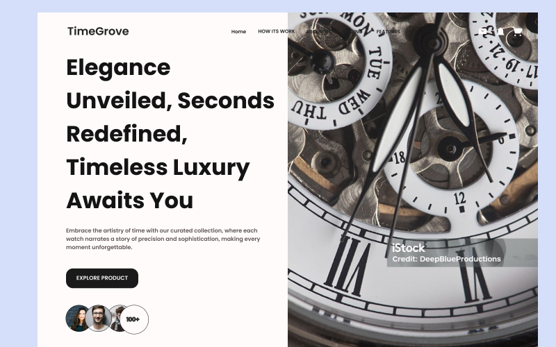 Главная страница шаблона TimeGrove Figma