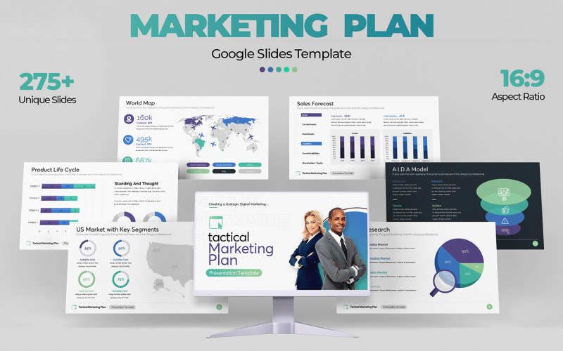 Google Slides-Vorlage für einen taktischen Marketingplan