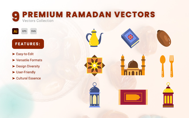 9 wysokiej jakości wektorów Ramadanu