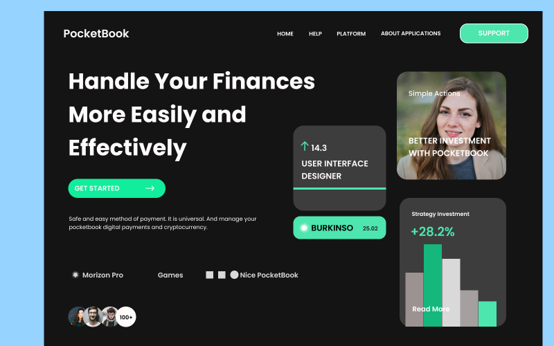 Карманная книга Figma Template Hero Page