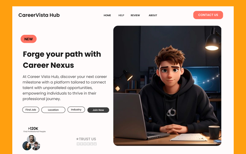 Página de héroe de la plantilla Career Vista Figma