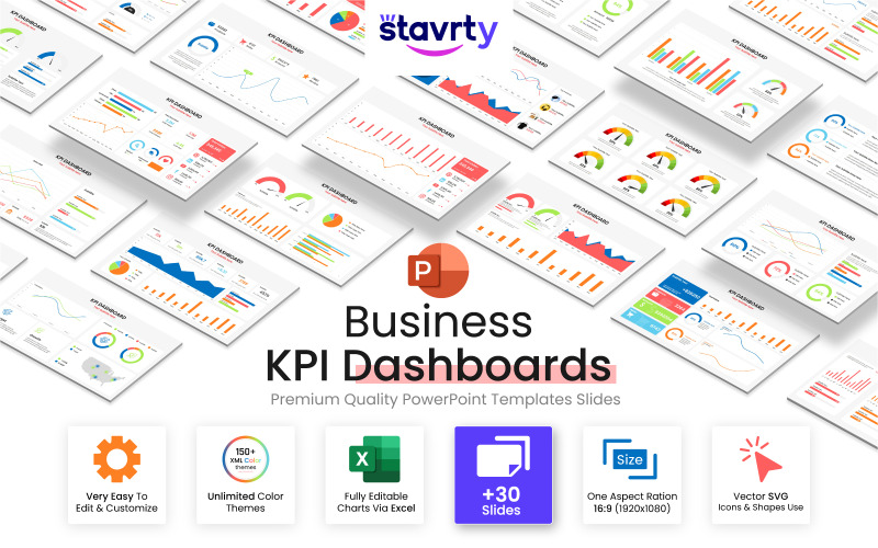 创意 KPI 仪表板 PowerPoint 模板幻灯片演示