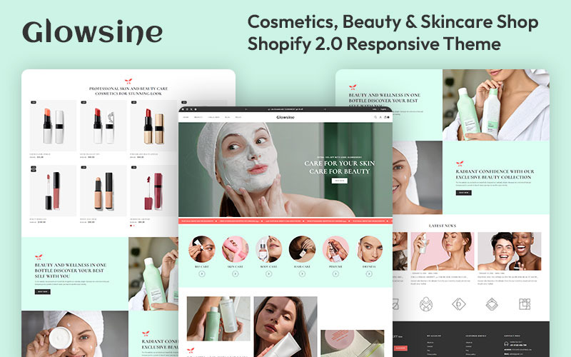 Glowsine - Kosmetyki, uroda i pielęgnacja skóry Wizażysta Uniwersalny responsywny motyw Shopify 2.0
