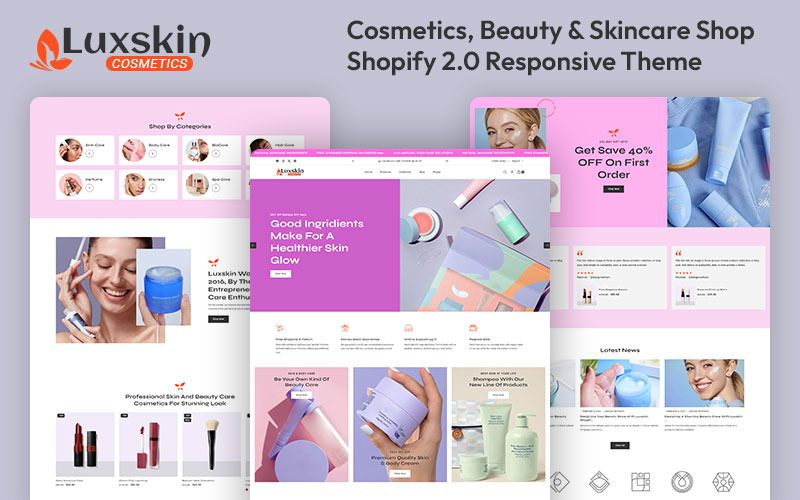 Luxskin - Tema reattivo Shopify 2.0 multiuso per bellezza, cosmetici e cura della pelle