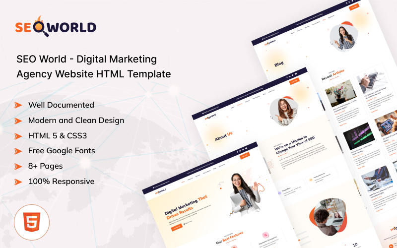 SEO World - Modèle HTML d'agence de marketing numérique