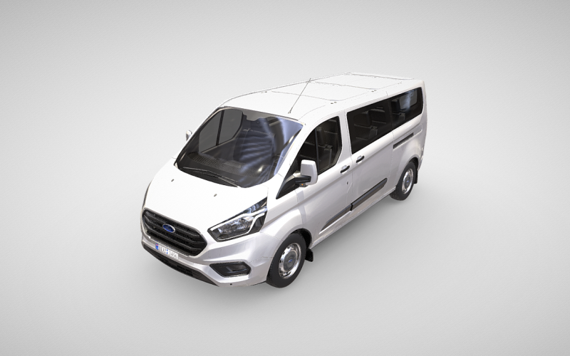 Ford Transit Custom Kombi H1 340 L2: Profesyonel Görselleştirme için Detaylı 3D Model