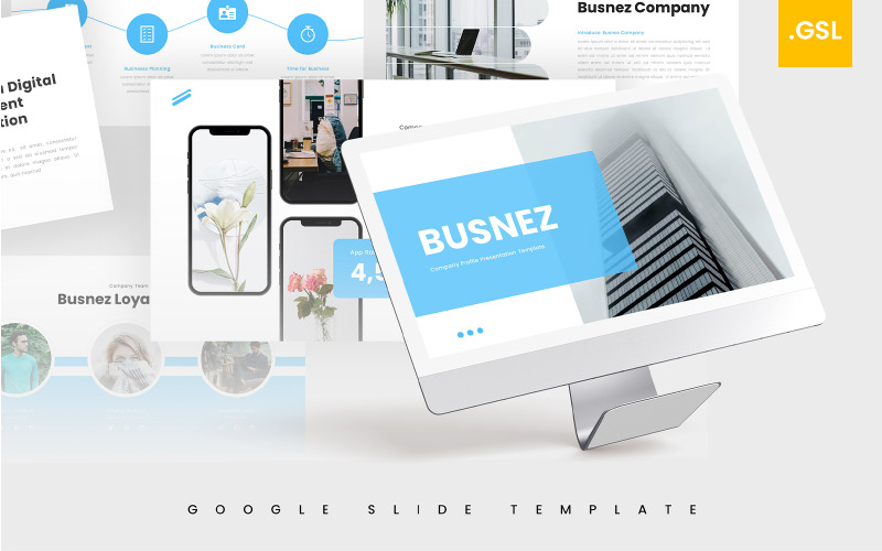 Busnez – modelo de perfil da empresa no Google Slides