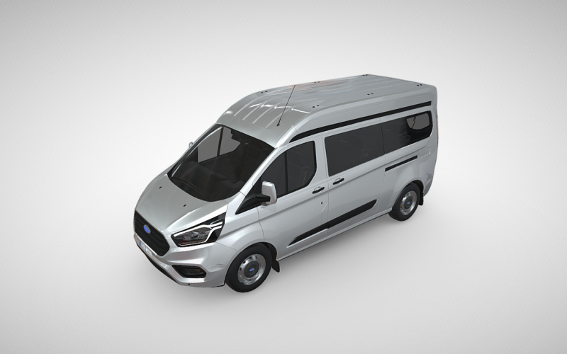 Ford Transit Custom Kombi H2 340 L2: Detaljerad 3D-modell för professionell visualisering