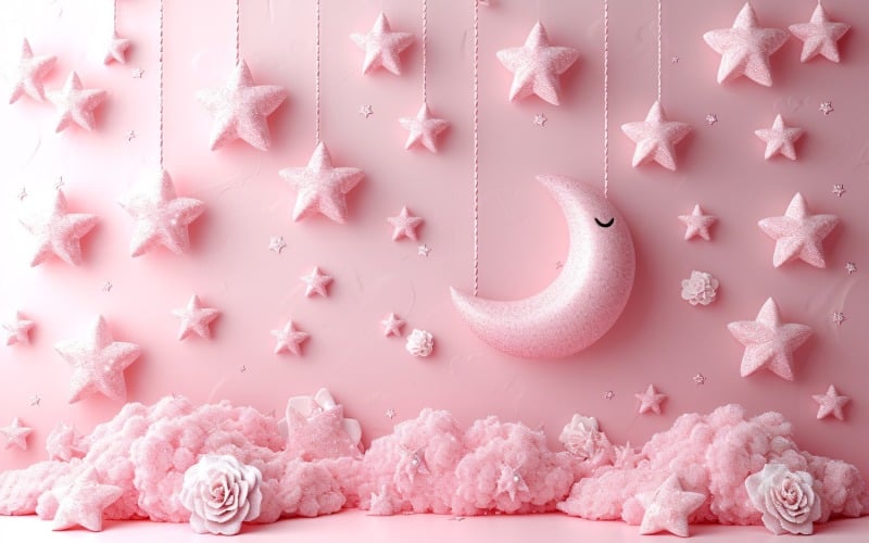 Рамадан Карім привітання дизайн банера з рожевими місяць і зірка