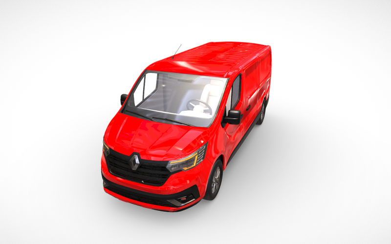 Renault Trafic Van（红色）：用于专业可视化的动态 3D 模型
