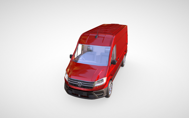 Volkswagen Crafter Van (rood): dynamisch 3D-model voor professionele visualisatie