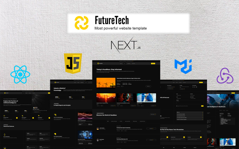 FutureTech: IA y tecnología, plantilla de página de inicio de NextJS