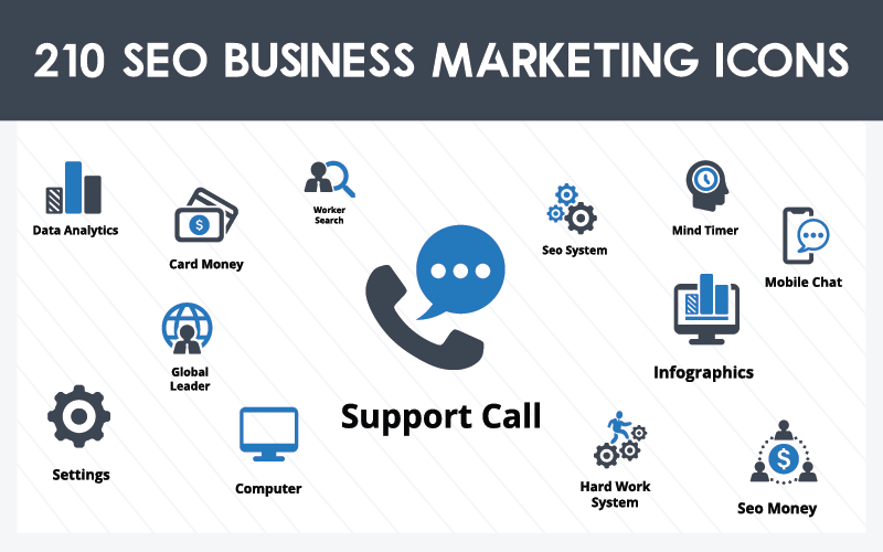 210 icone di marketing aziendale Seo