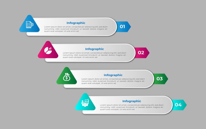 Design moderno infografico aziendale con 4 opzioni.