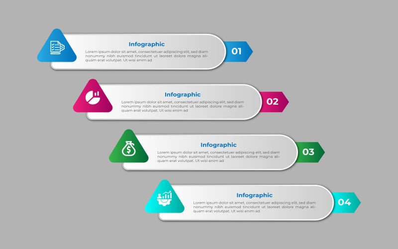 Diseño infográfico empresarial moderno de 4 opciones.