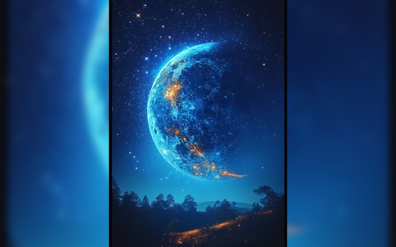 Ramadan Kareem greeting poster design with moon forest Ramadan Kareem greeting poster design with moon forest