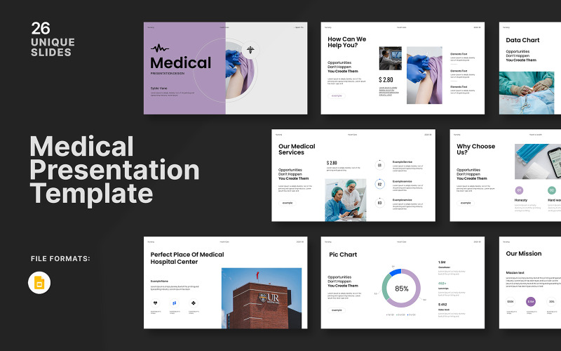 Modelo de apresentação médica digital do Googleslide