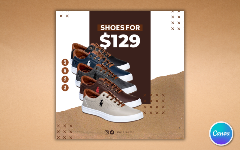 Šablona 16 pro prodej obuvi na sociálních sítích – upravitelná v Canva