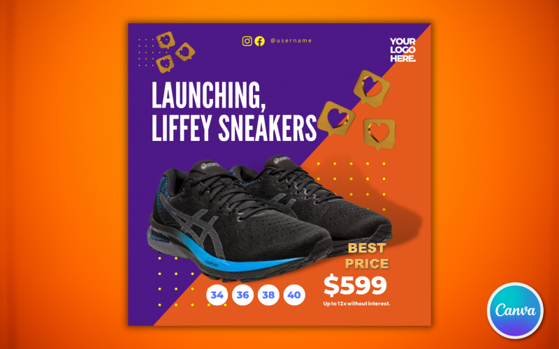 Shoe Sale Social Media Template 02 - Editable in Canva