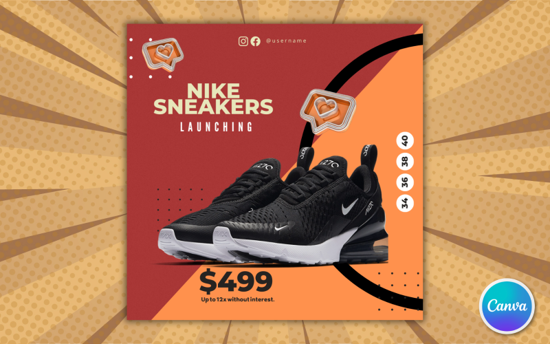 Shoe Sale Social Media Template 03 - Editable in Canva