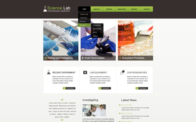 Science Lab Website Template