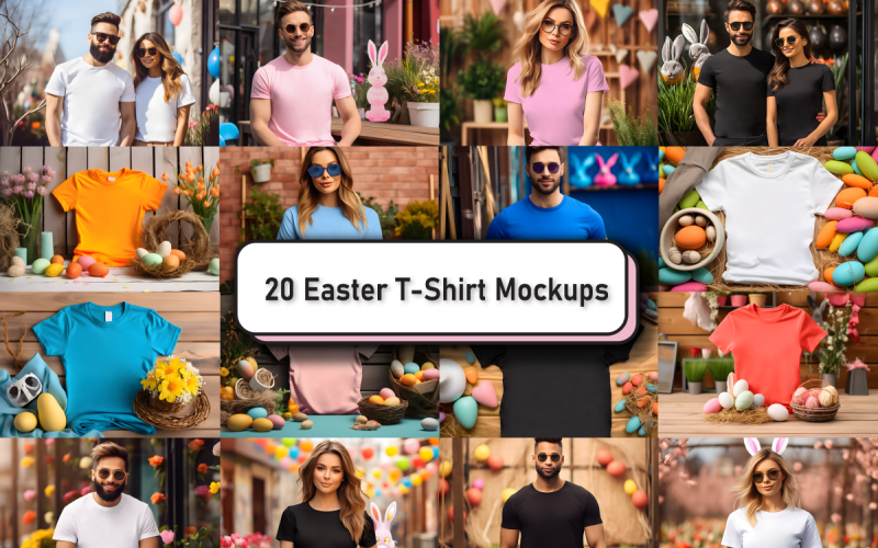 Ensemble de maquettes de t-shirts du dimanche de Pâques