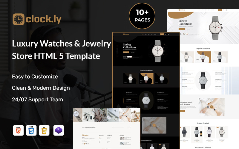 Clockly – 豪华手表和珠宝店电子商务 HTML5 模板