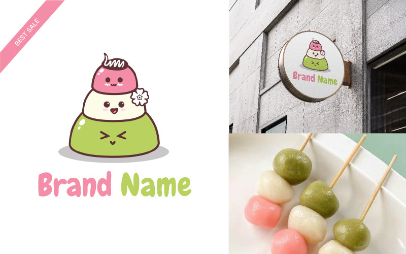 Dango Japanese Food Logo Design Template