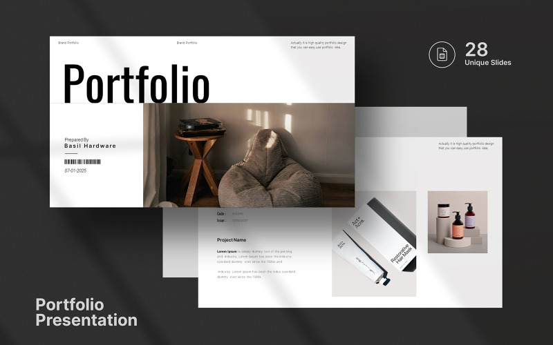 Modèle de présentation Googleslide de portfolio génial