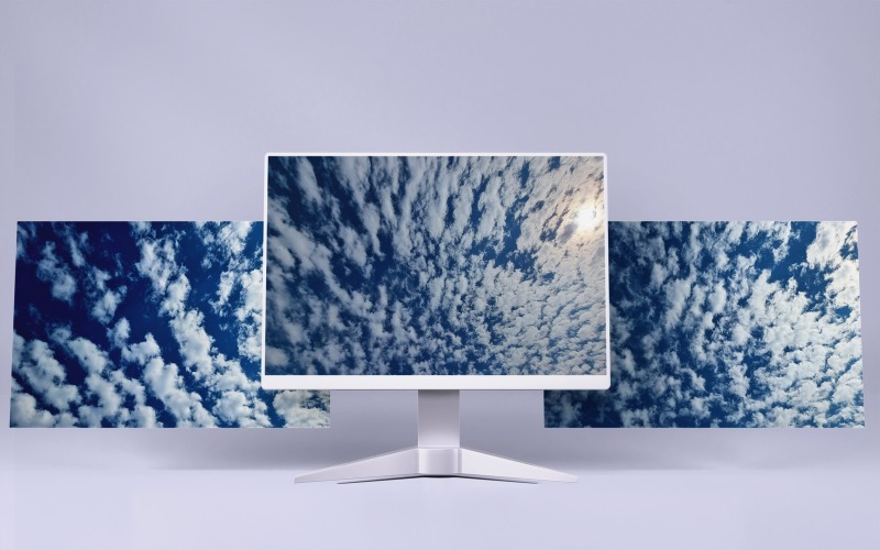 Sammlung von 3 bewölkten blauen Himmeln in hoher Qualität