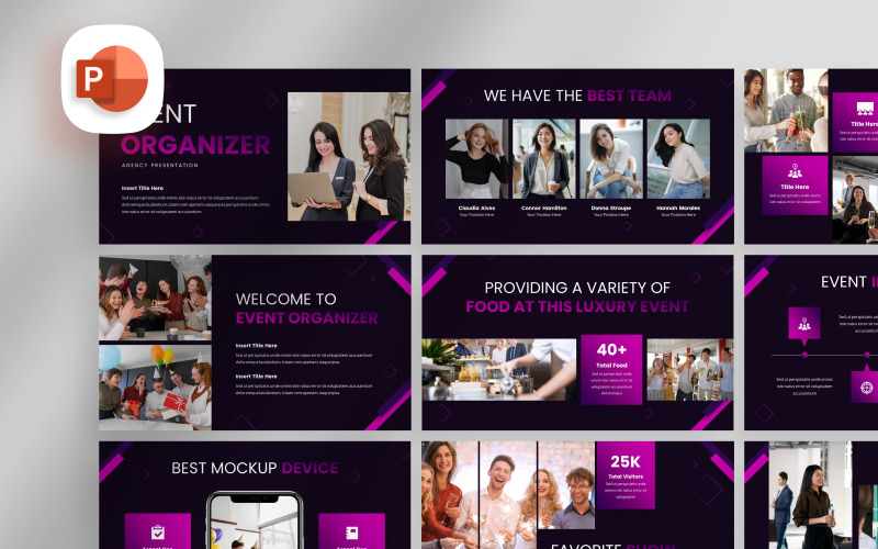 Modello PowerPoint per organizzatore di eventi creativi