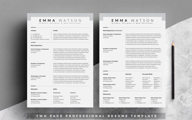 Emma Watson CV-sjabloon met sollicitatiebrief