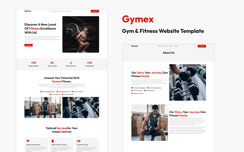 Gymex - Gym & Fitness HTML-webbplatsmall