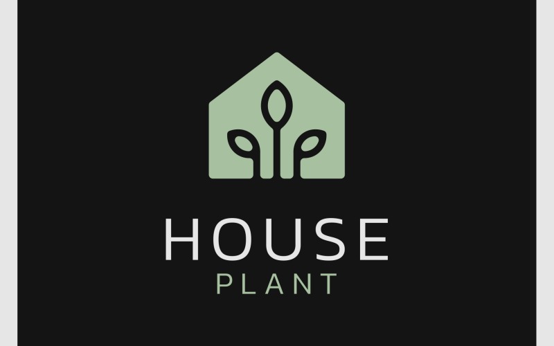 Logo de feuille de maison de plante d'intérieur