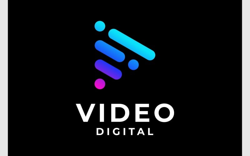 播放按钮数字科技徽标