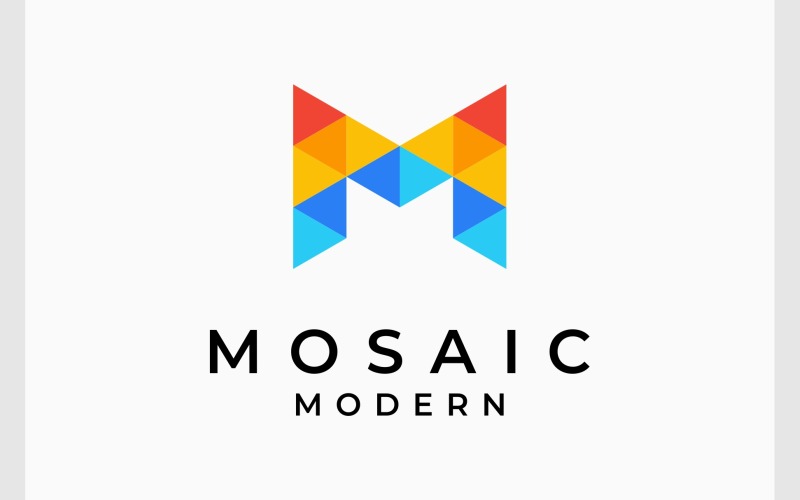 Буква M мозаїка сучасний логотип