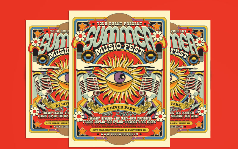 Festival de musique d'été rétro psychédélique