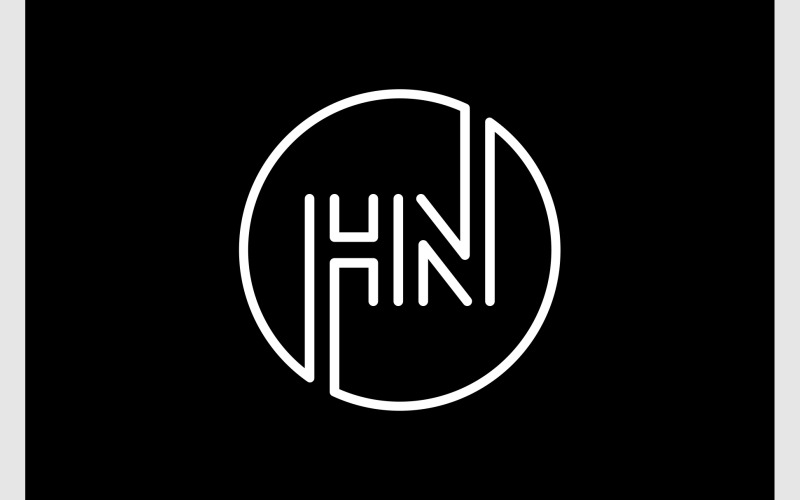 Letter H N Circle Minimalist Monogram Logo