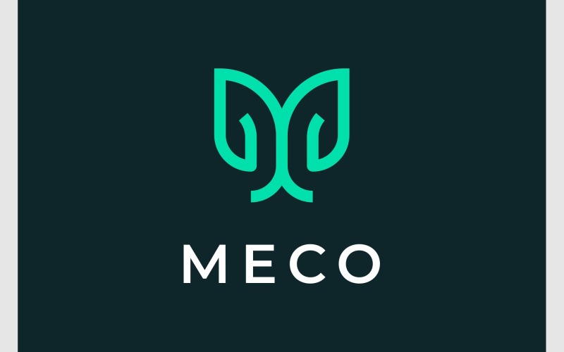 Logo della pianta verde foglia lettera M